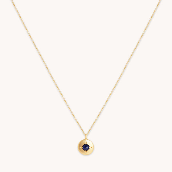 astrid & miyu September Sapphire Birthstone Necklace in Solid Gold