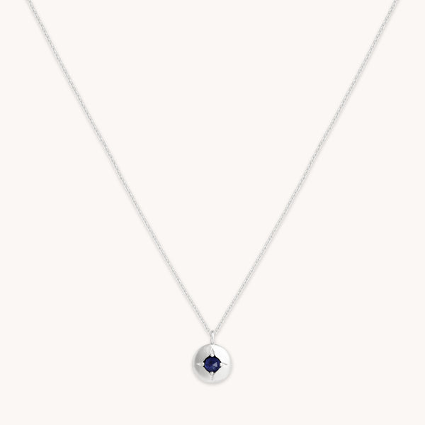 astrid & miyu September Sapphire Birthstone Necklace in Solid White Gold