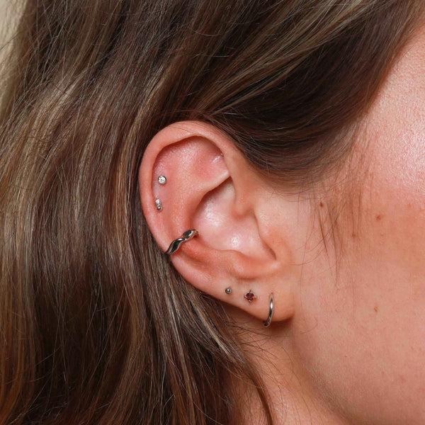 Astrid & Miyu Small Ball Stud Earrings In Solid White Gold