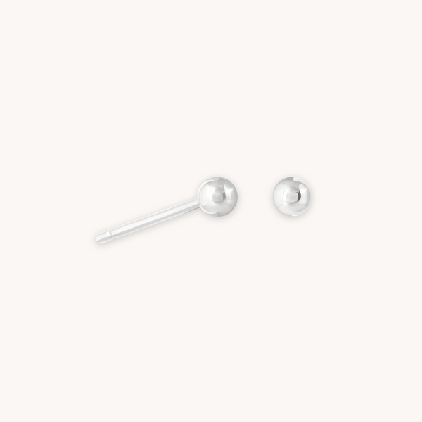 astrid & miyu Small Ball Stud Earrings in Solid White Gold