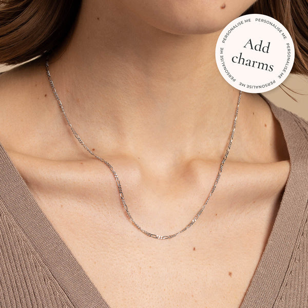 Astrid & Miyu Soho Chain Necklace In Solid White Gold