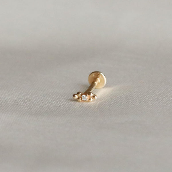 Astrid & Miyu Solid Gold Crystal Beaded Piercing Stud