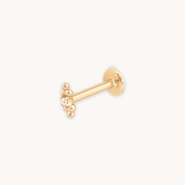 astrid & miyu Solid Gold Crystal Beaded Piercing Stud