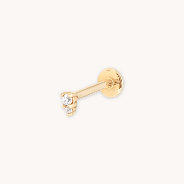 astrid & miyu Solid Gold Stacked Crystal Piercing Stud