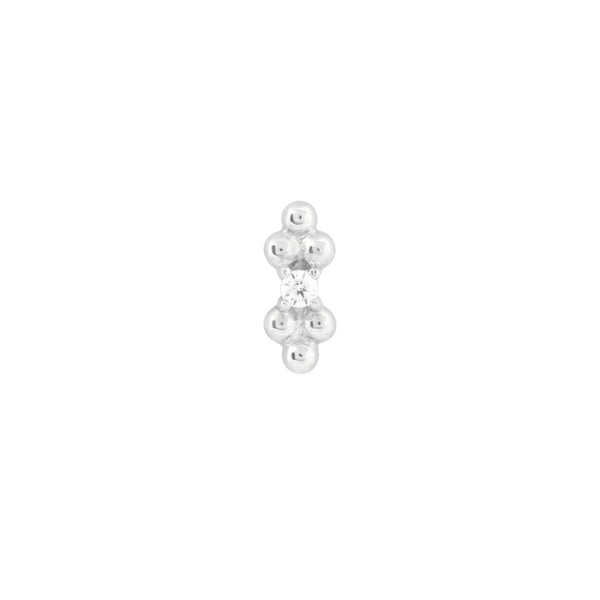 Astrid & Miyu Solid White Gold Crystal Beaded Piercing Stud