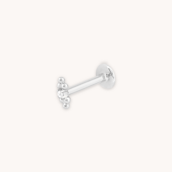 astrid & miyu Solid White Gold Crystal Beaded Piercing Stud
