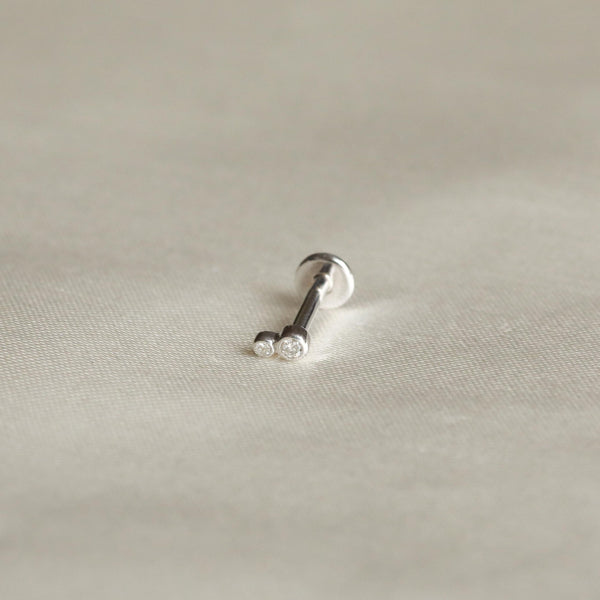 Astrid & Miyu Solid White Gold Double Topaz Piercing Stud