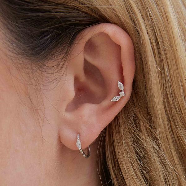 Astrid & Miyu Solid White Gold Marquise Piercing Hoop