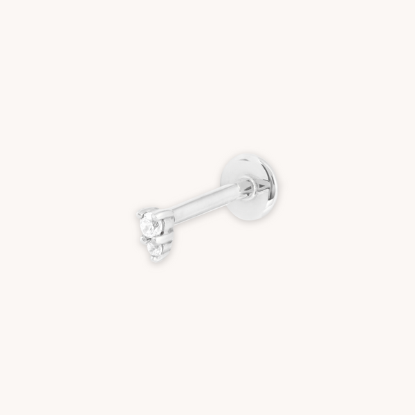 astrid & miyu Solid White Gold Stacked Crystal Piercing Stud