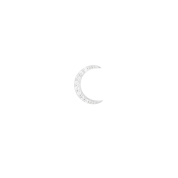 Astrid & Miyu Solid White Gold Topaz Moon Piercing Stud