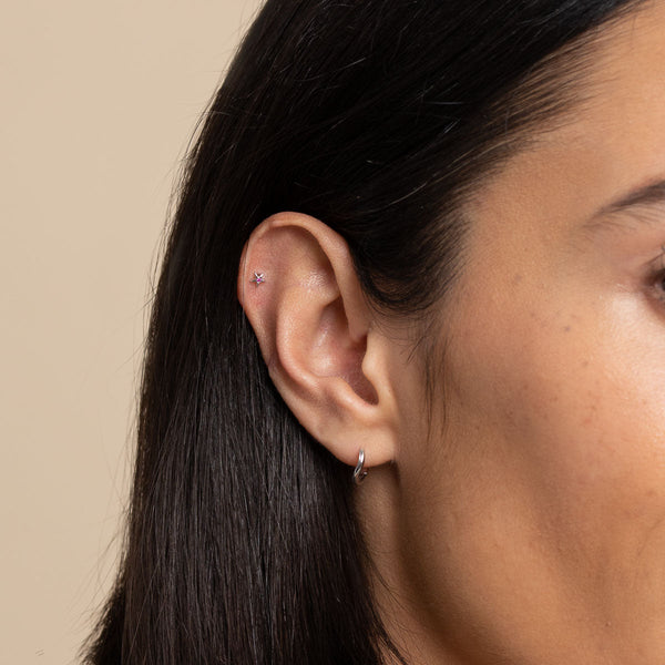 Astrid & Miyu Starfish Piercing Stud In Solid White Gold