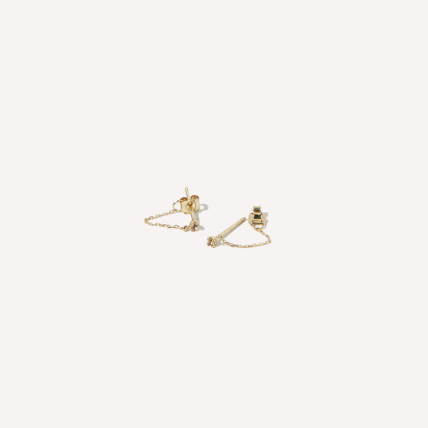Astrid & Miyu Topaz Chain Stud Earrings In Solid Gold