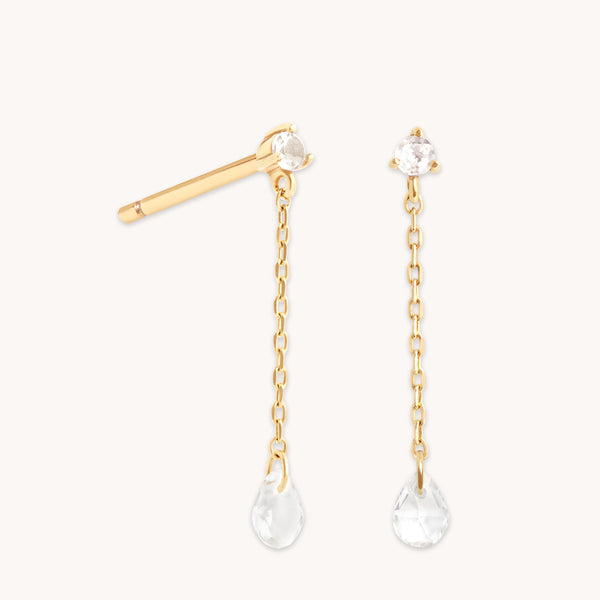 astrid & miyu Topaz Chain Stud Earrings in Solid Gold