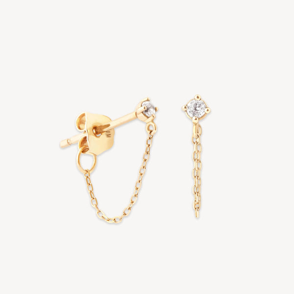 astrid & miyu Topaz Chain Stud Earrings in Solid Gold