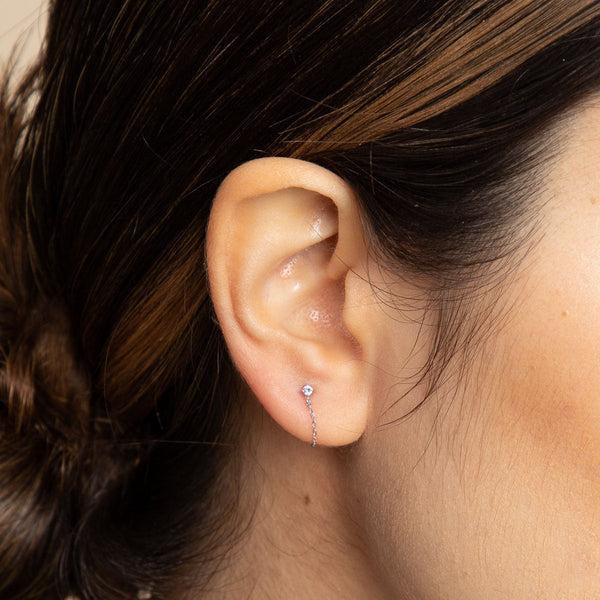 Astrid & Miyu Topaz Chain Stud Earrings In Solid White Gold