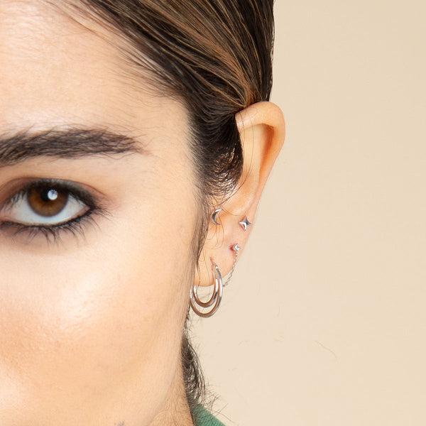 Astrid & Miyu Topaz Chain Stud Earrings In Solid White Gold