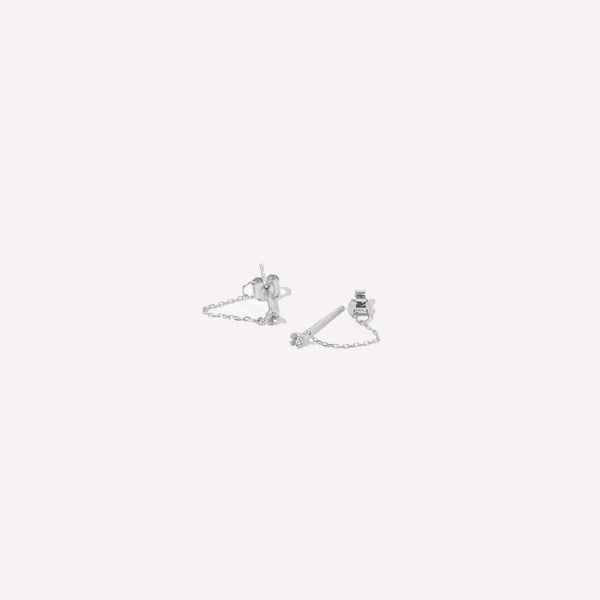 Astrid & Miyu Topaz Chain Stud Earrings In Solid White Gold
