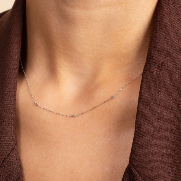 Astrid & Miyu Topaz Charm Necklace In Solid White Gold