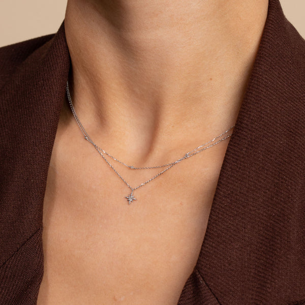 Astrid & Miyu Topaz Charm Necklace In Solid White Gold