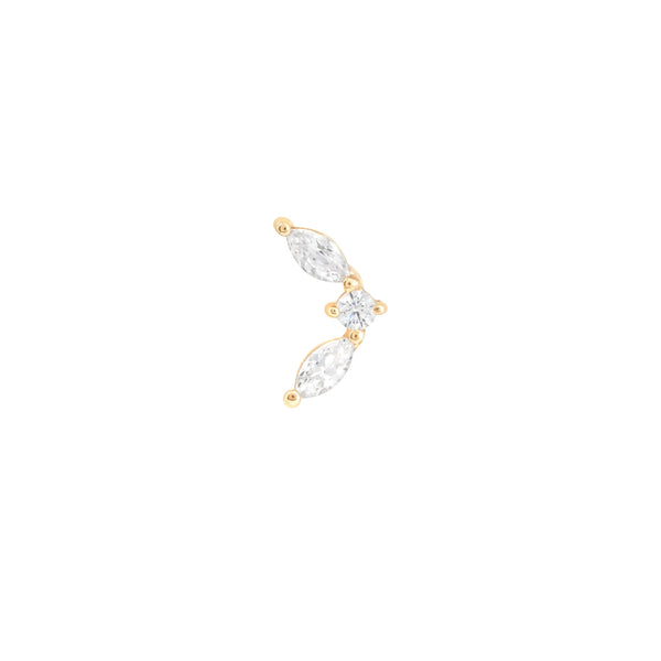 Astrid & Miyu Topaz Marquise Fan Piercing Stud 6mm In Solid Gold