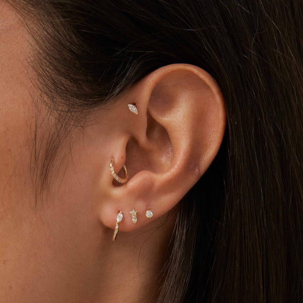 Astrid & Miyu Topaz Marquise Piercing Stud 6mm In Solid Gold