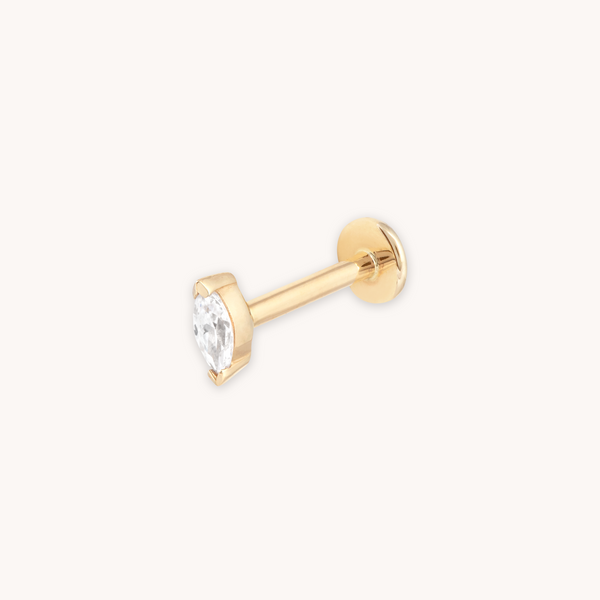astrid & miyu Topaz Marquise Piercing Stud 6mm in Solid Gold