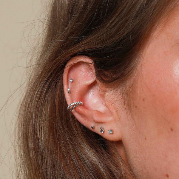 Astrid & Miyu Topaz Stud Earrings In Solid White Gold