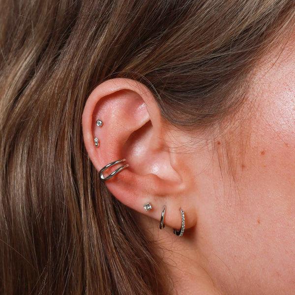 Astrid & Miyu Topaz Stud Earrings In Solid White Gold