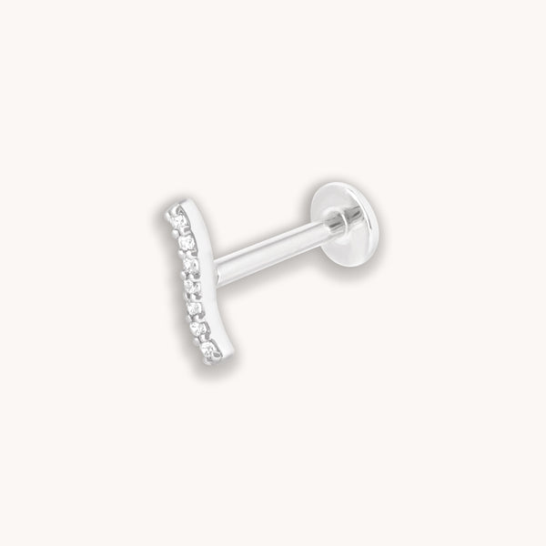 astrid & miyu Topaz Wave Piercing Stud 6mm in Solid White Gold