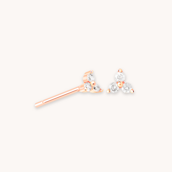 astrid & miyu Triple Crystal Stud Earrings in Rose Gold