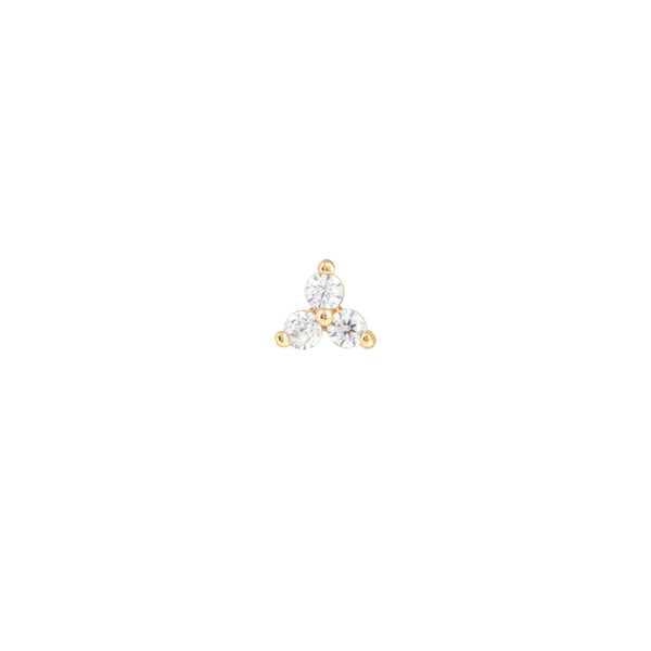 Astrid & Miyu Triple Topaz Piercing Stud 6mm In Solid Gold