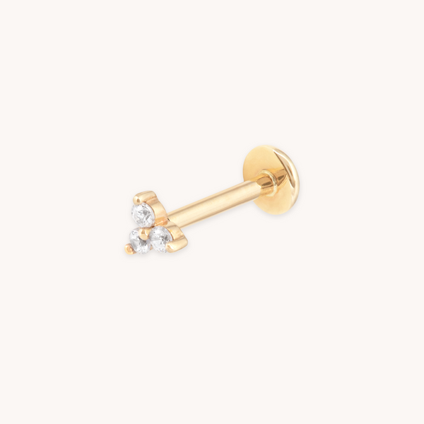 astrid & miyu Triple Topaz Piercing Stud 6mm in Solid Gold