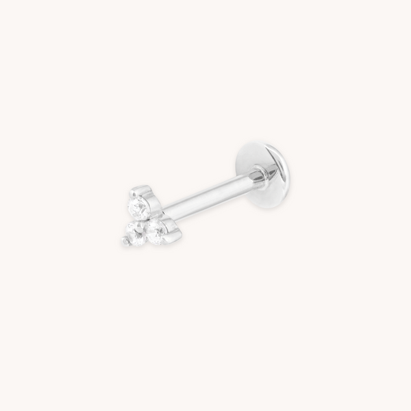 astrid & miyu Triple Topaz Piercing Stud 6mm in Solid White Gold