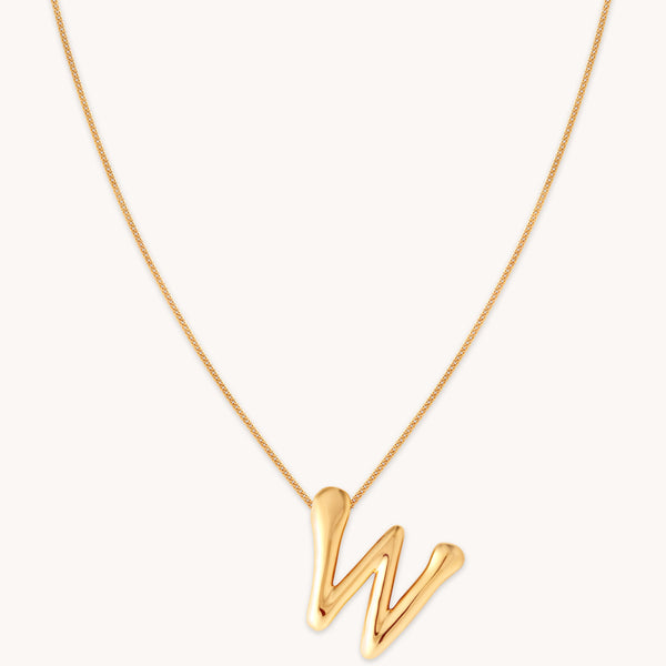 astrid & miyu W Initial Bold Pendant Necklace in Gold