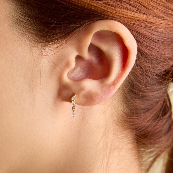 Astrid & Miyu White Topaz Cluster Drop Studs In 9k Gold