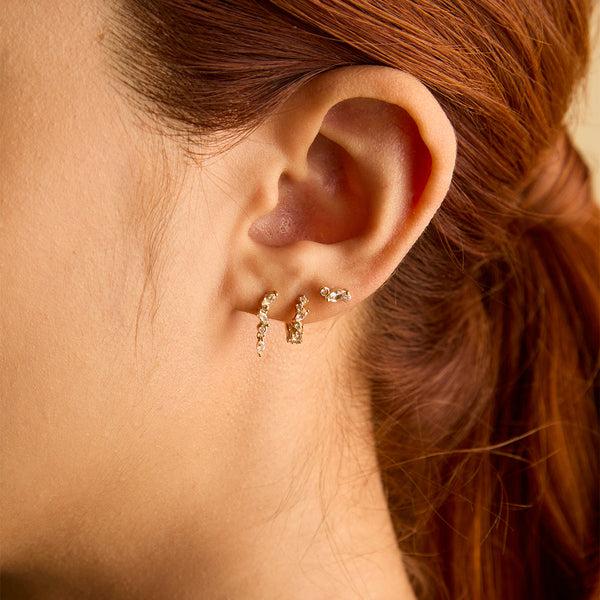 Astrid & Miyu White Topaz Cluster Drop Studs In 9k Gold