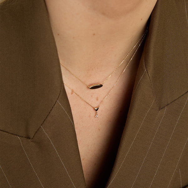 Astrid & Miyu White Topaz Heart Pendant Necklace In Solid Gold