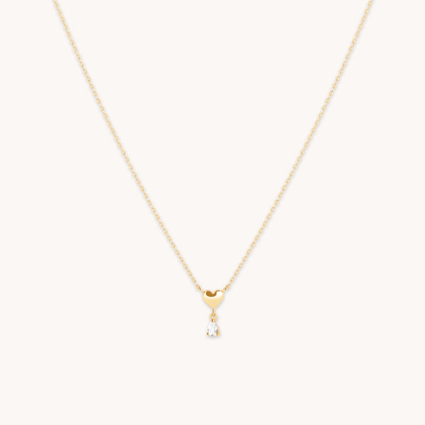 astrid & miyu White Topaz Heart Pendant Necklace in Solid Gold