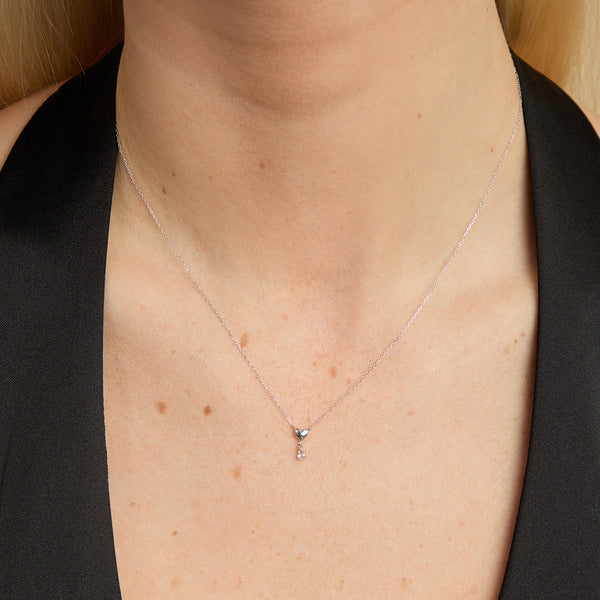 Astrid & Miyu White Topaz Heart Pendant Necklace In Solid White Gold