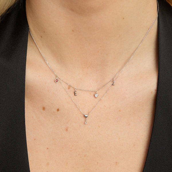 Astrid & Miyu White Topaz Heart Pendant Necklace In Solid White Gold