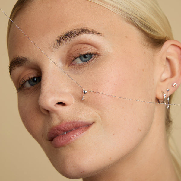 Astrid & Miyu White Topaz Heart Pendant Necklace In Solid White Gold