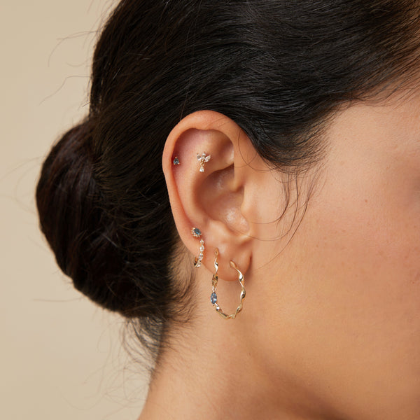 Astrid & Miyu White Topaz Marquise Huggies In Solid Gold