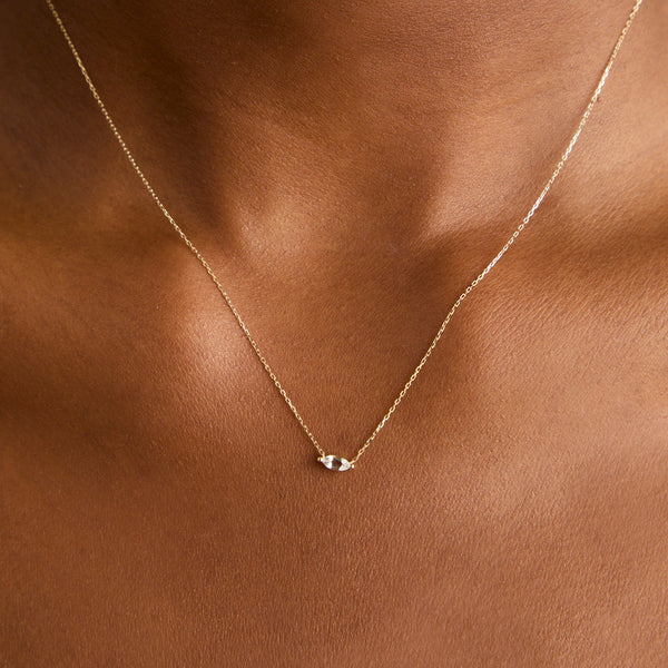 Astrid & Miyu White Topaz Marquise Necklace In Solid Gold