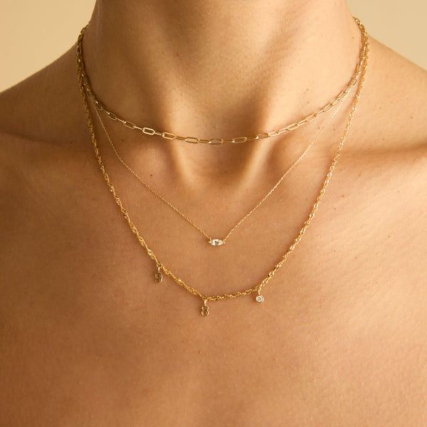 Astrid & Miyu White Topaz Marquise Necklace In Solid Gold
