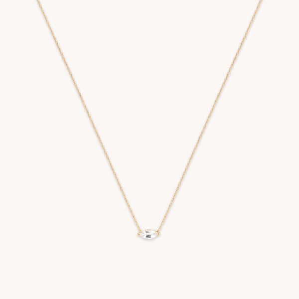 astrid & miyu White Topaz Marquise Necklace in Solid Gold