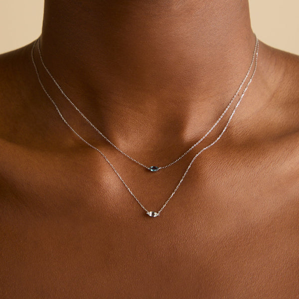 Astrid & Miyu White Topaz Marquise Necklace In Solid White Gold