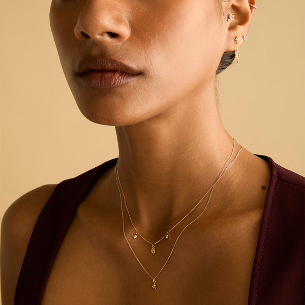 Astrid & Miyu White Topaz Star Pendant Necklace In Solid Gold