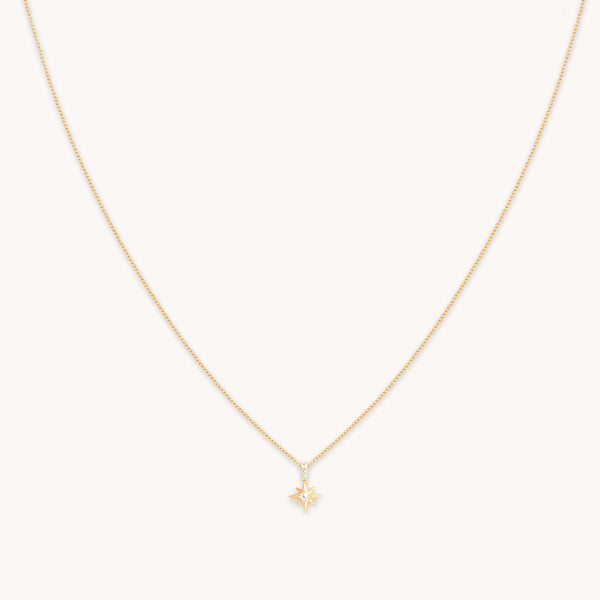 astrid & miyu White Topaz Star Pendant Necklace in Solid Gold