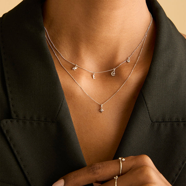 Astrid & Miyu White Topaz Star Pendant Necklace In Solid White Gold