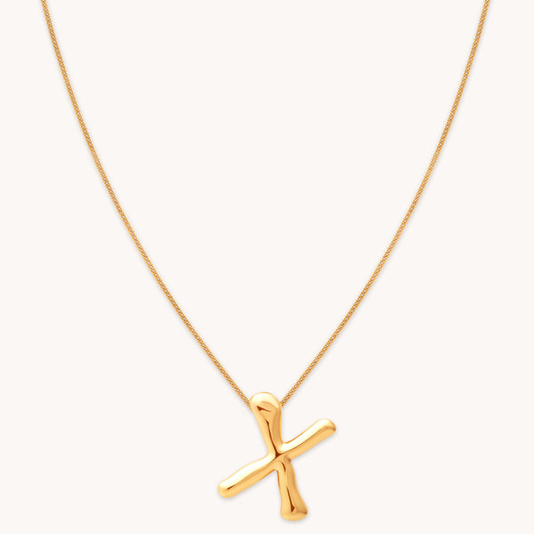 astrid & miyu X Initial Bold Pendant Necklace in Gold